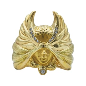 Carrera Y Carrera 18K Yellow Gold Diamond Masked Winged Figure Ring