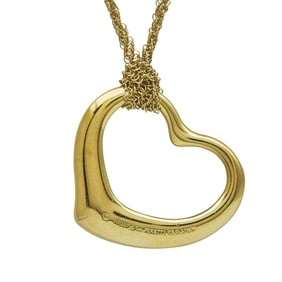 Tiffany & Co. Elsa Peretti Open Heart 18K Yellow Gold Pendant on Mesh Chain