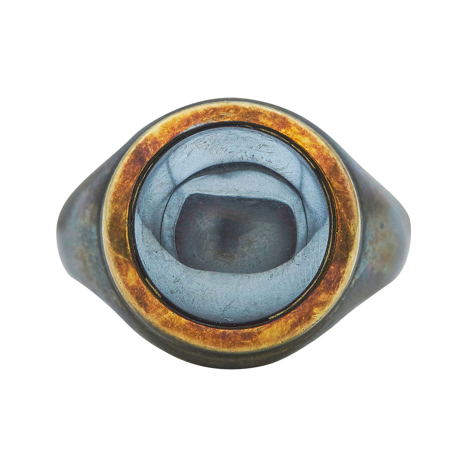 Tiffany & Co. 18K Yellow Gold Bezel-Set Hematite and Sterling Silver Ring