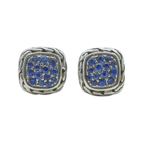 John Hardy Sterling Silver Sapphire Square Stud Earrings