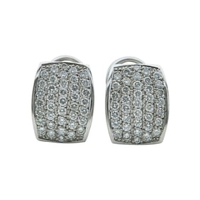 18K White Gold Pavé-Set Diamond Square Earrings