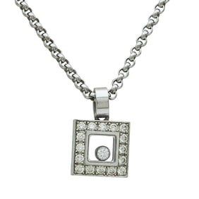 Chopard Happy Diamonds 18K White Gold Floating Diamond Pendant Necklace