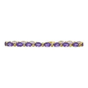 14K Yellow Gold Oval-Cut  Amethyst Tennis Bracelet