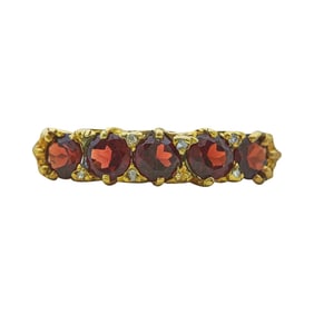 18K Yellow Gold Garnet and Rose-Cut Diamond Ring