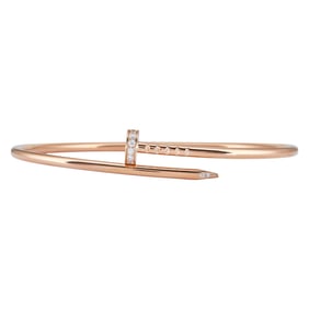 Cartier Juste un Clou 18K Rose Gold Diamond Bangle Bracelet, Size 18