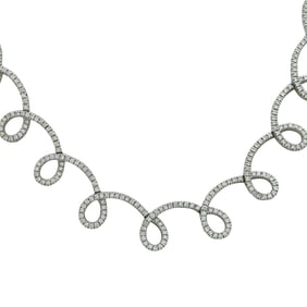 18K White Gold Diamond Loop Collar Necklace