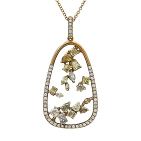 Hana 18K Rose Gold Colorless, Yellow and Brown Diamond Openwork Pendant on Tiffany & Co. Chain