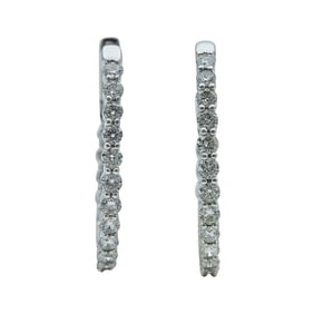 18K White Gold Diamond Inside Out Hoop Earrings