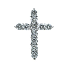 18K White Gold Diamond Cross Pendant