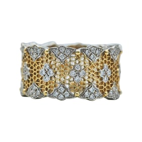 18K Yellow and White Gold Openwork Diamond Band Ring