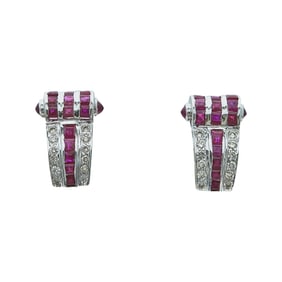 18K White Gold Diamond and Channel-Set Ruby Earrings