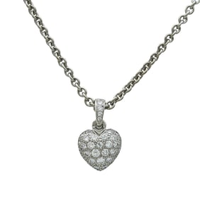 Cartier 18K White Gold Diamond Heart  Pendant on Forsa Chain Necklace