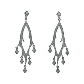 18K White Gold Diamond Chandelier Earrings