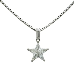 14K White Gold Diamond Star Pendant Necklace