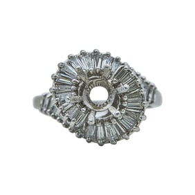 Platinum Baguette-Cut Diamond Bypass Ring Setting
