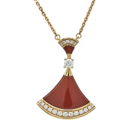 Bvlgari Bulgari Divas' Dream 18K Rose Gold Carnelian and Diamond Pendant Necklace