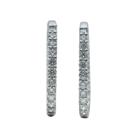 14K White Gold Diamond Inside Out Hoop Earrings