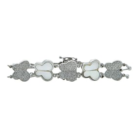 18K White Gold Diamond and Mother-of-Pearl Butterfly Bracelet