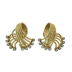 18K Yellow Gold and 14K White Gold Single-Cut Diamond Earrings
