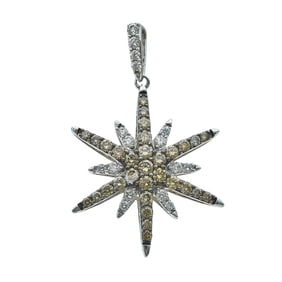 Le Vian 14K White Gold Colorless and Brown Diamond Star Pendant Charm