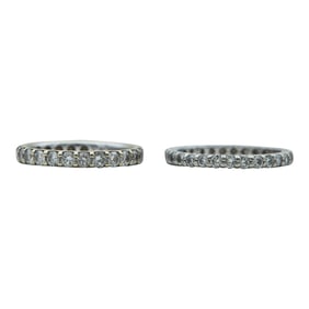 Lot of 2 14K White Gold Diamond Eternity Band Rings