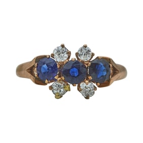 10K Rose Gold Sapphire and Diamond Ring
