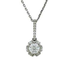 18K White Gold Diamond Drop Pendant Necklace