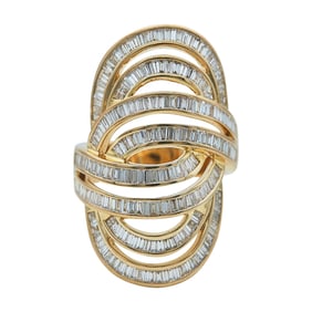18K Rose Gold Baguette-Cut Diamond Crossover Ring