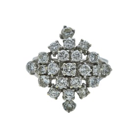 14K White Gold Diamond Cluster Ring