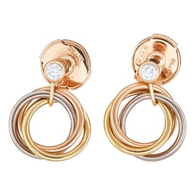 Cartier Trinity 18K Tri-Color Gold Diamond Drop Earrings