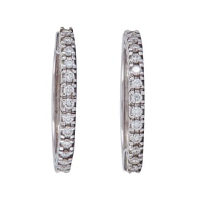 18K White Gold Diamond Hoop Earrings