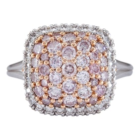 Tremonti 18K White and Rose Gold Pink and Colorless Diamond Cushion Ring