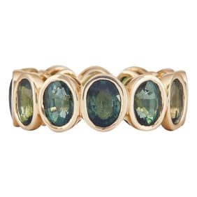 14K Yellow Gold Bezel-Set Tourmaline Eternity Band  Ring
