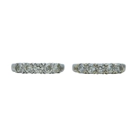 Set of 2 14K White Gold Five Stone Diamond Band Rings