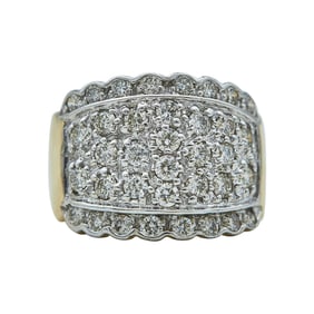 14K Yellow and White Gold Diamond Multi-Row Band Ring