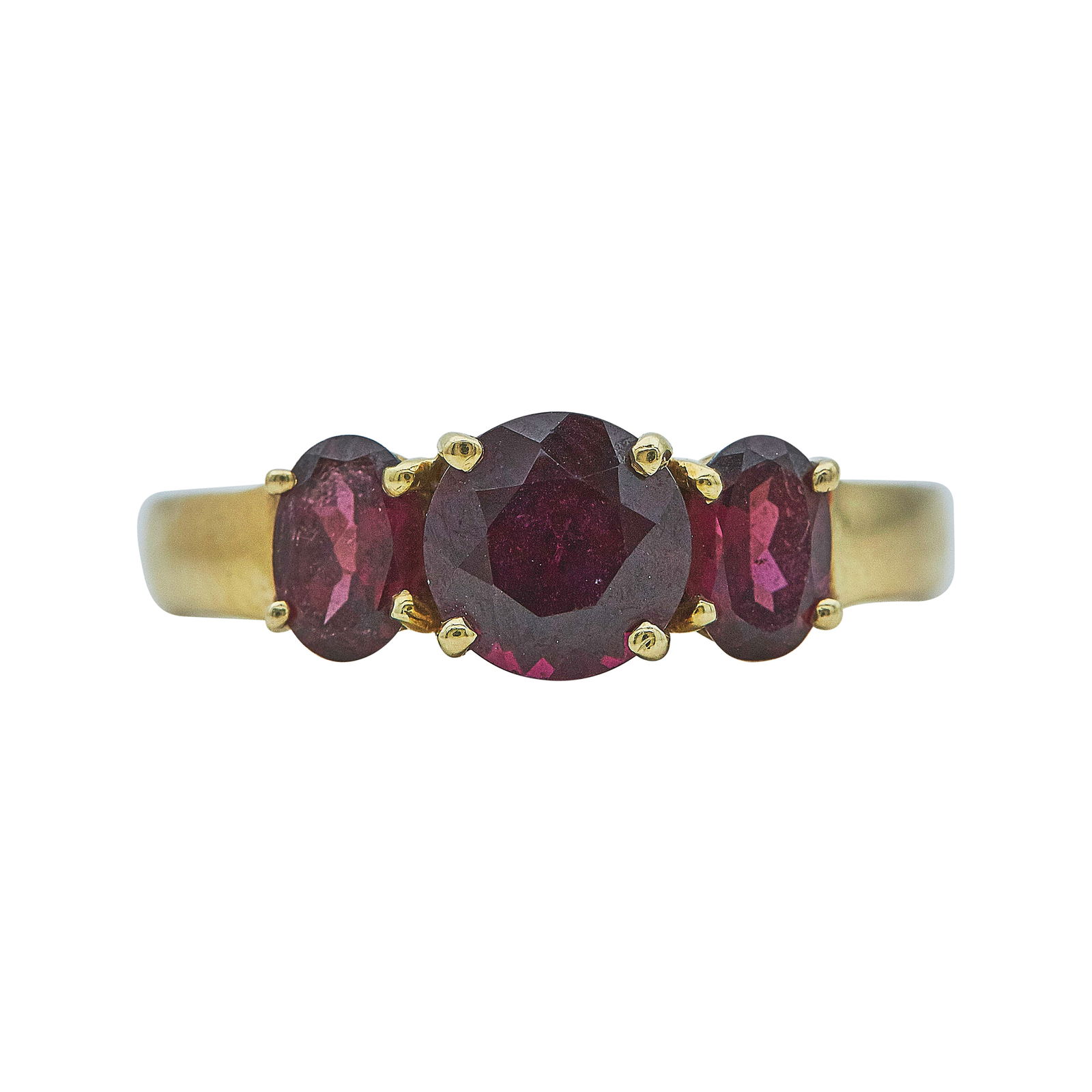 14K Yellow Gold Three Stone Garnet Ring (1 of 3)