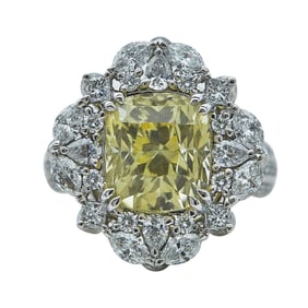 Kat Florence 18K White Gold Yellow Sapphire and Diamond Flower Ring