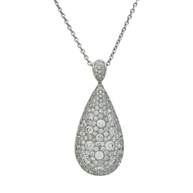Krieger Vintage 18K White Gold Diamond approx. 3.70 ctw Drop Pendant Necklace