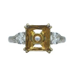 Yanush 18K Yellow and White Gold Three Stone Diamond Engagement Ring Setting