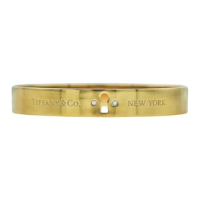 Tiffany & Co. 18K Yellow Gold Diamond Keyhole Lock Bangle Bracelet