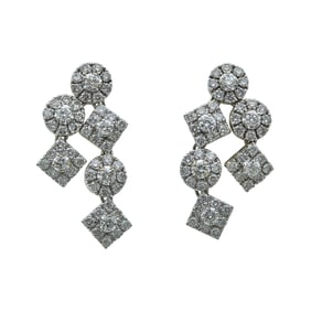 18K White Gold Diamond Articulated Drop Earrings