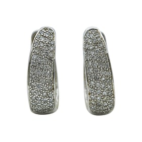 18K White Gold Diamond Inside Out Hoop Earrings