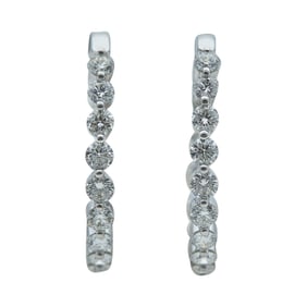 18K White Gold Diamond Inside Out Hoop Earrings