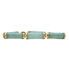 14K Yellow Gold Jade Link Bracelet