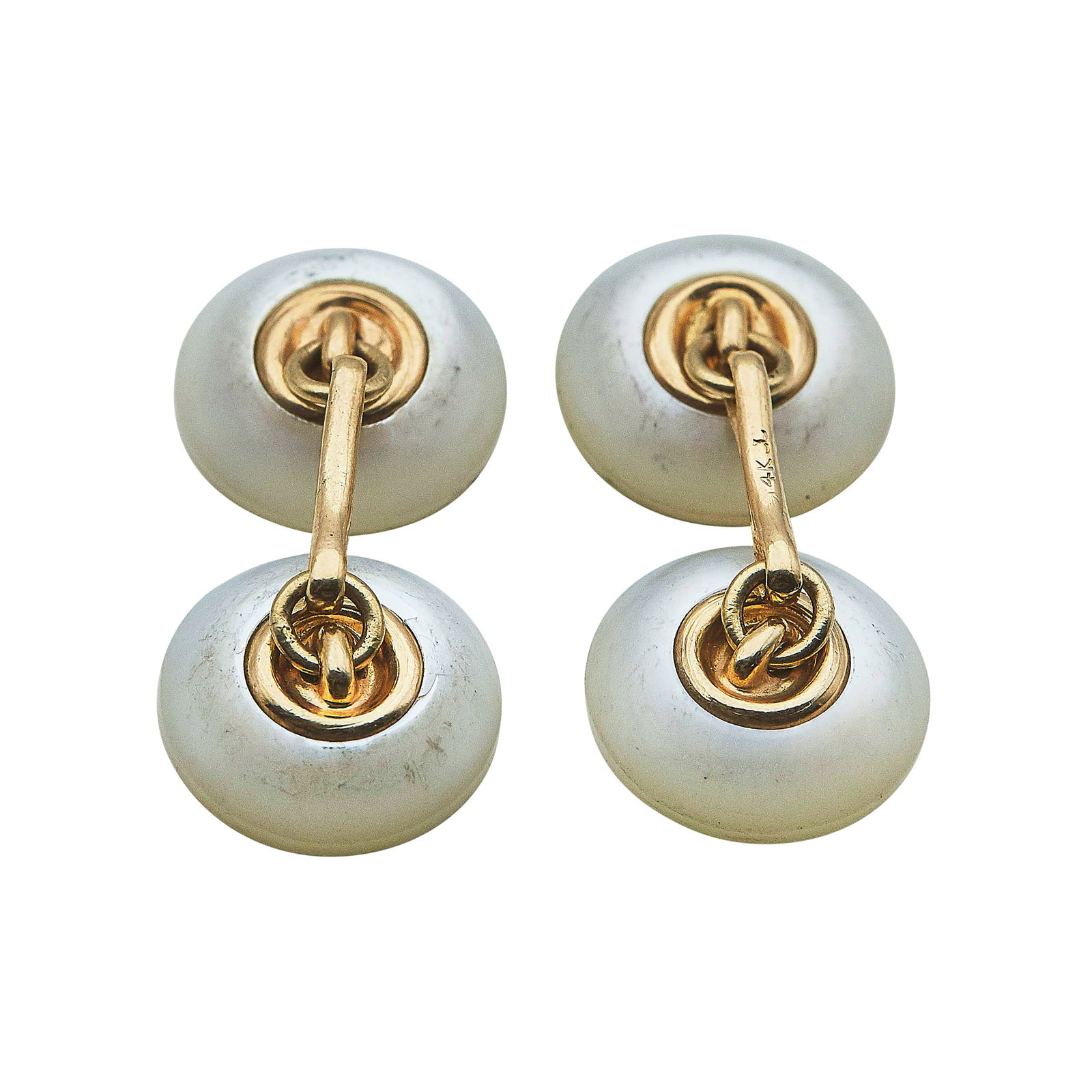 14K Yellow Gold Mother-of-Pearl and Pearl Cufflinks and 3 Dress Stud Set (1 of 4)