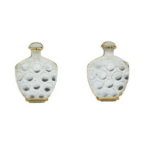 Lalique Base Metal and Glass Vase Earrings