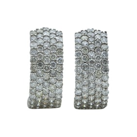 18K White Gold Pavé-Set Diamond Half Hoop Earrings