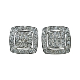 14K White Gold Round-Cut Diamond Stud Earrings