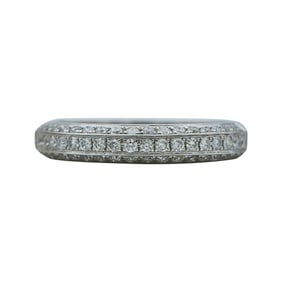 18K White Gold Diamond Three Row Band Ring