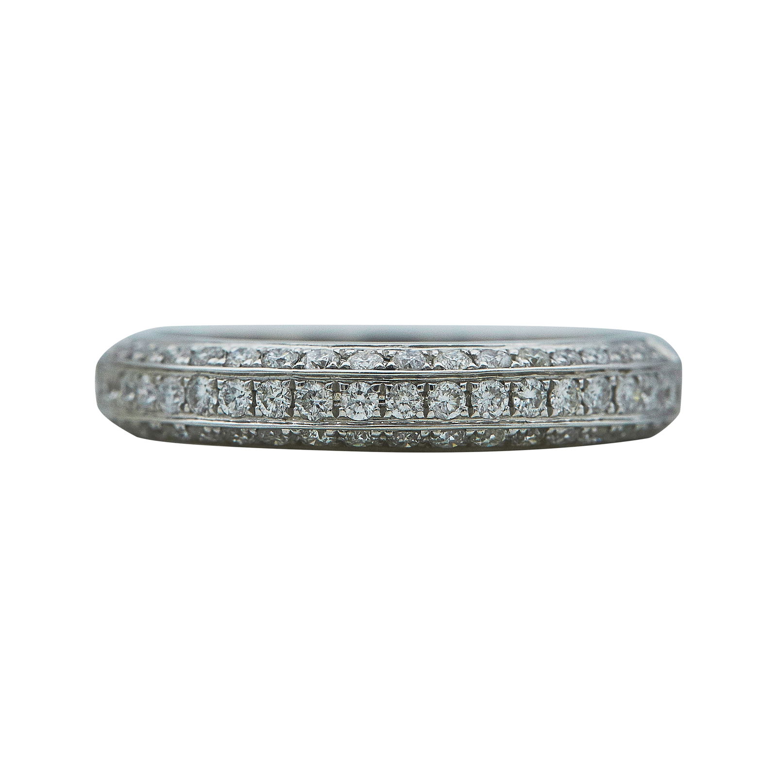 18K White Gold Diamond Three Row Band Ring (1 of 2)